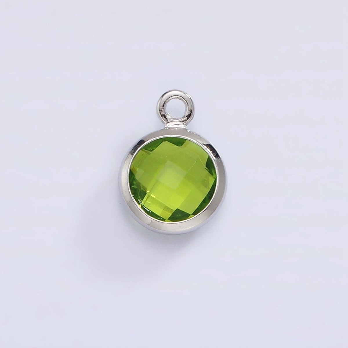 7mm CZ-Birthstone Charm Dainty Round Faceted CZ Birthstone Pendant, Personalized Jewelry N-1173 - N-1184 - DLUXCA