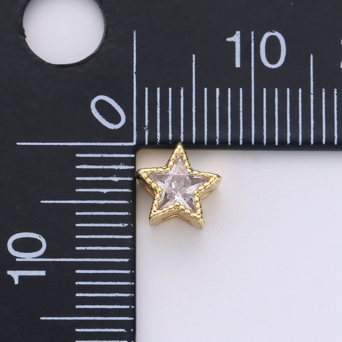 7Mm Gold Star, Micro Pave Star Charms, Cubic Zirconia Star, CZ Star Pendant, Star Necklace, Gold Charm, Star Beads B-320 - DLUXCA