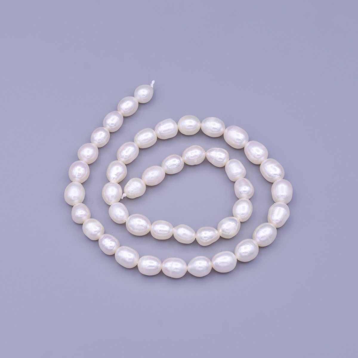 7mm Ringed Oval Freshwater Pearl 45 Pieces/Strand Jewelry Making Finding Supply | WA-1666 Clearance Pricing - DLUXCA