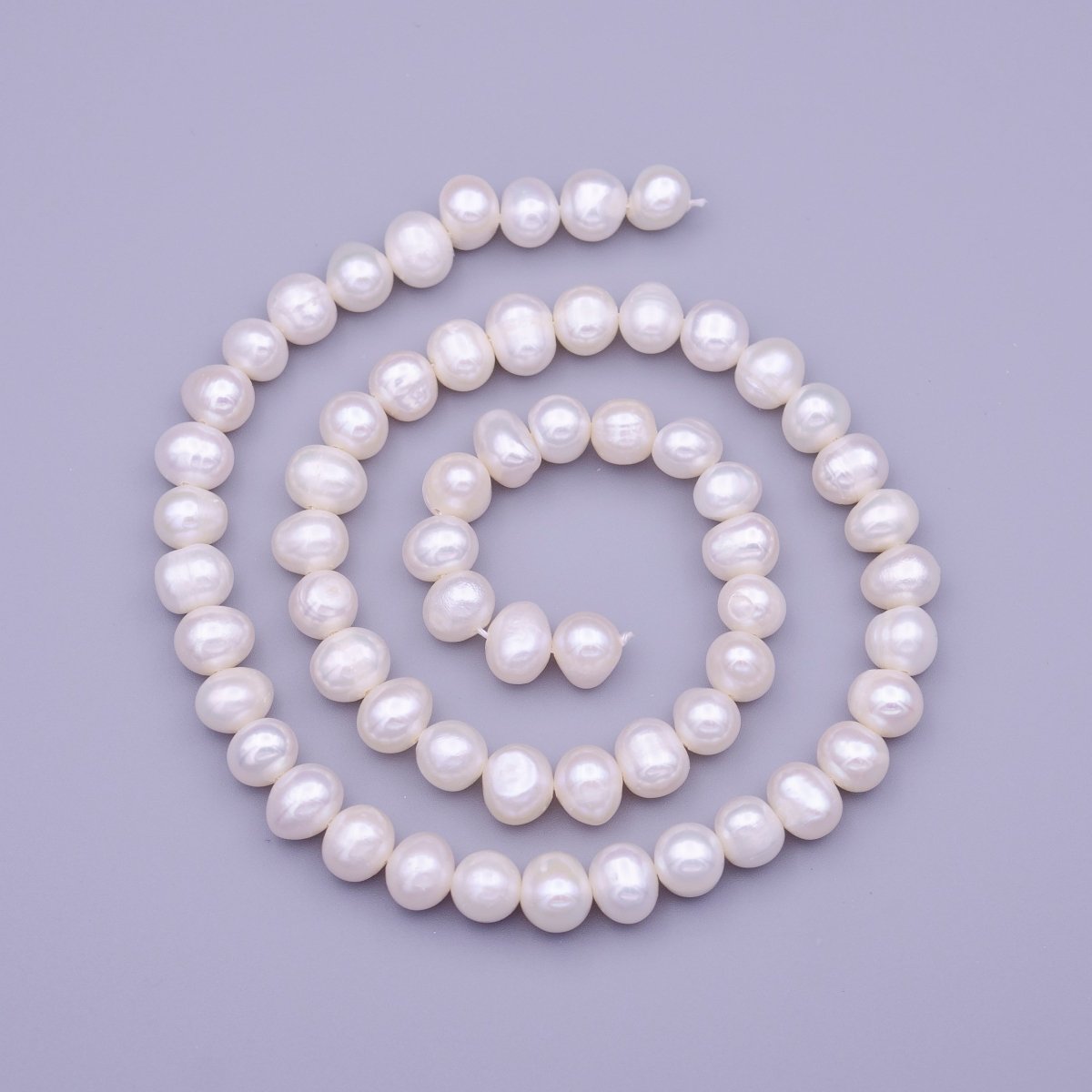 7mm Round Button AAA Freshwater Pearl Natural 62pcs Full Strand | WA-1311 Clearance Pricing - DLUXCA