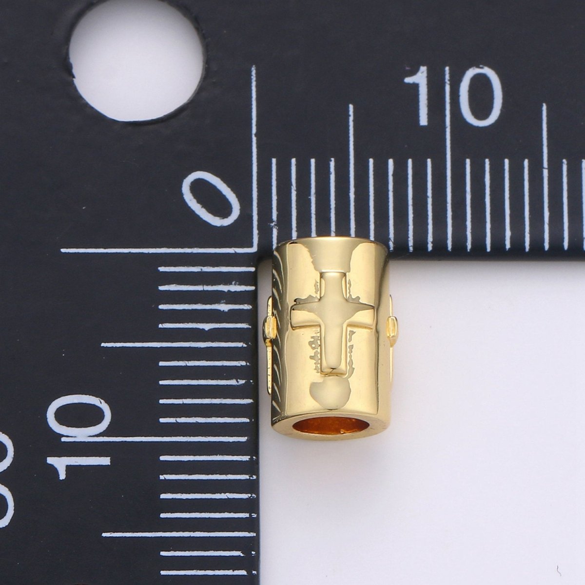 7x9mm Bead CZ Gold Beads Cross Beads cylinder Beads Charm for Bracelet Necklace Supply 4mm hole B-322 - DLUXCA