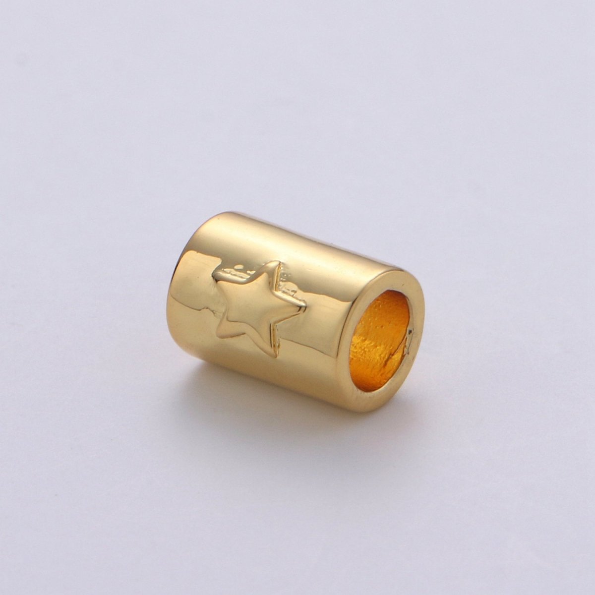 7x9mm Bead CZ Gold Beads Star Beads cylinder Beads Charm for Bracelet Necklace Supply 4mm hole B-323 - DLUXCA