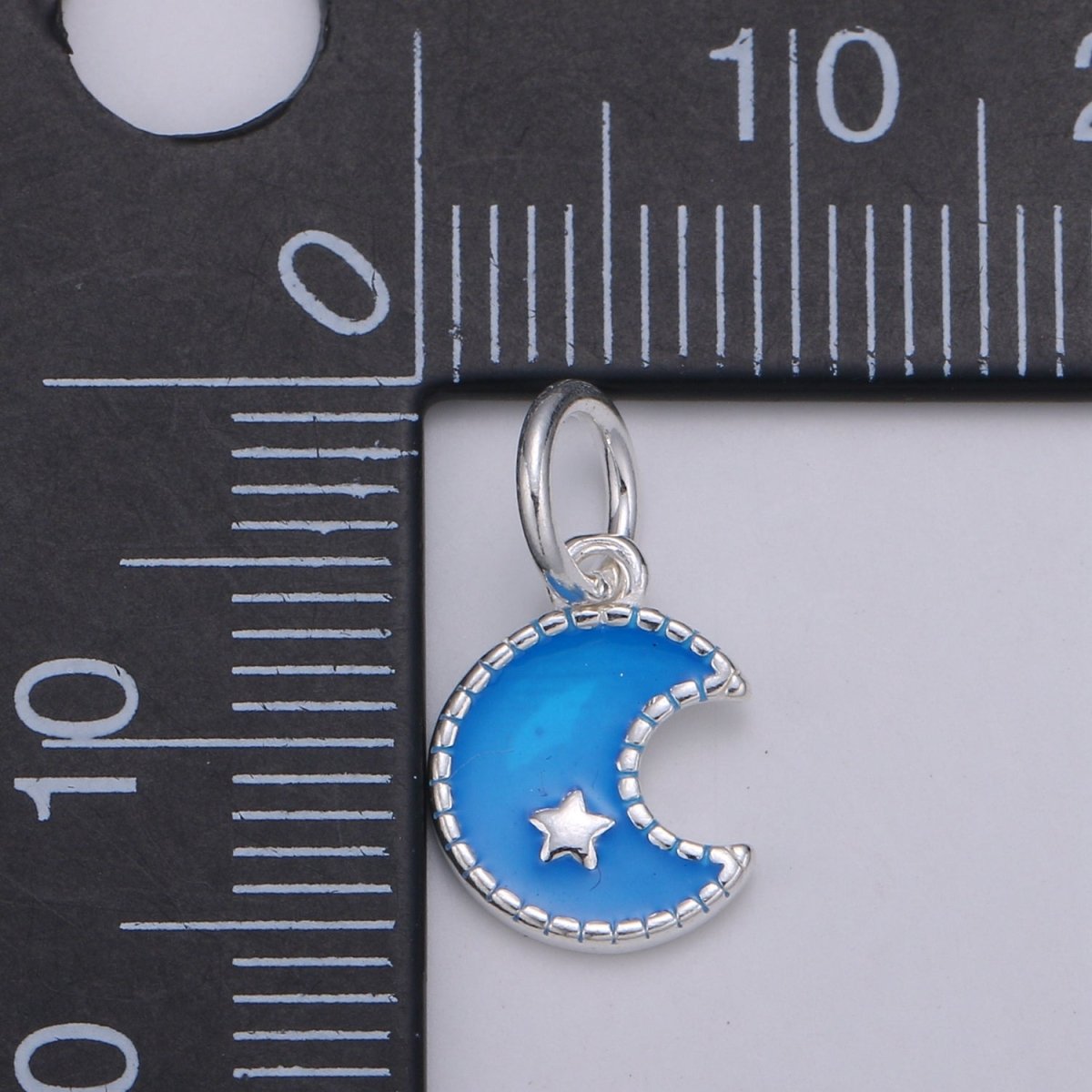 8.5mm Sterling Silver Moon Charm - 925 Silver Crescent Moon Charm - Silver Celestial Charm - Moon Pendant - Silver Star charm Necklace SL-021 SL-022 - DLUXCA