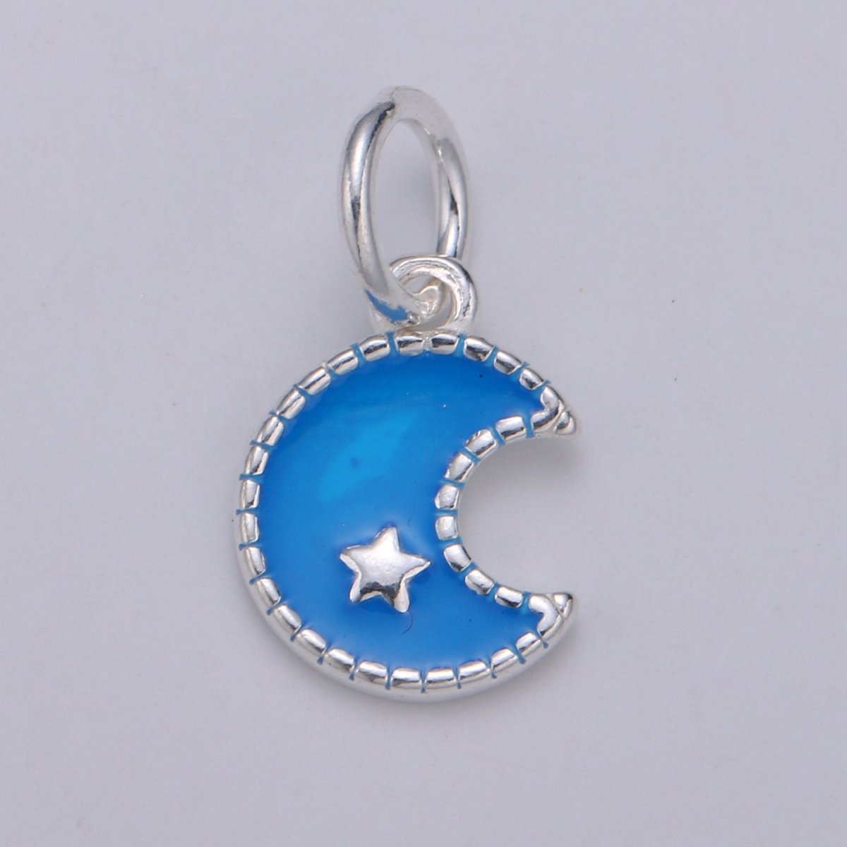 8.5mm Sterling Silver Moon Charm - 925 Silver Crescent Moon Charm - Silver Celestial Charm - Moon Pendant - Silver Star charm Necklace SL-021 SL-022 - DLUXCA