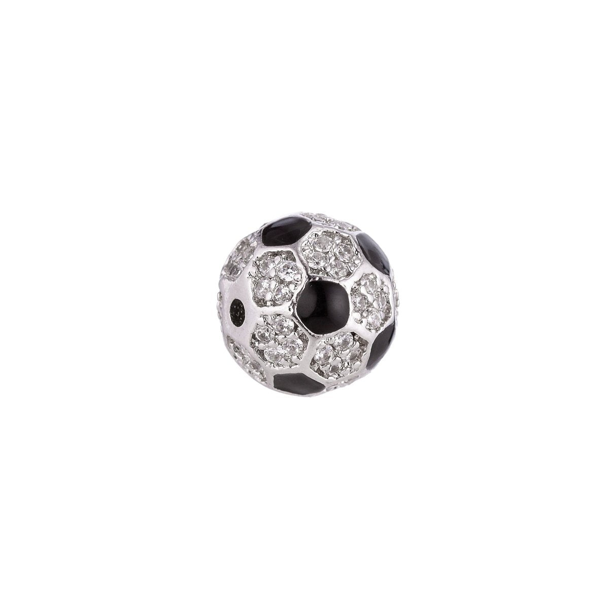 8mm 18K Gold Filled Micro Paved Soccer Ball Bead | B-026 - DLUXCA