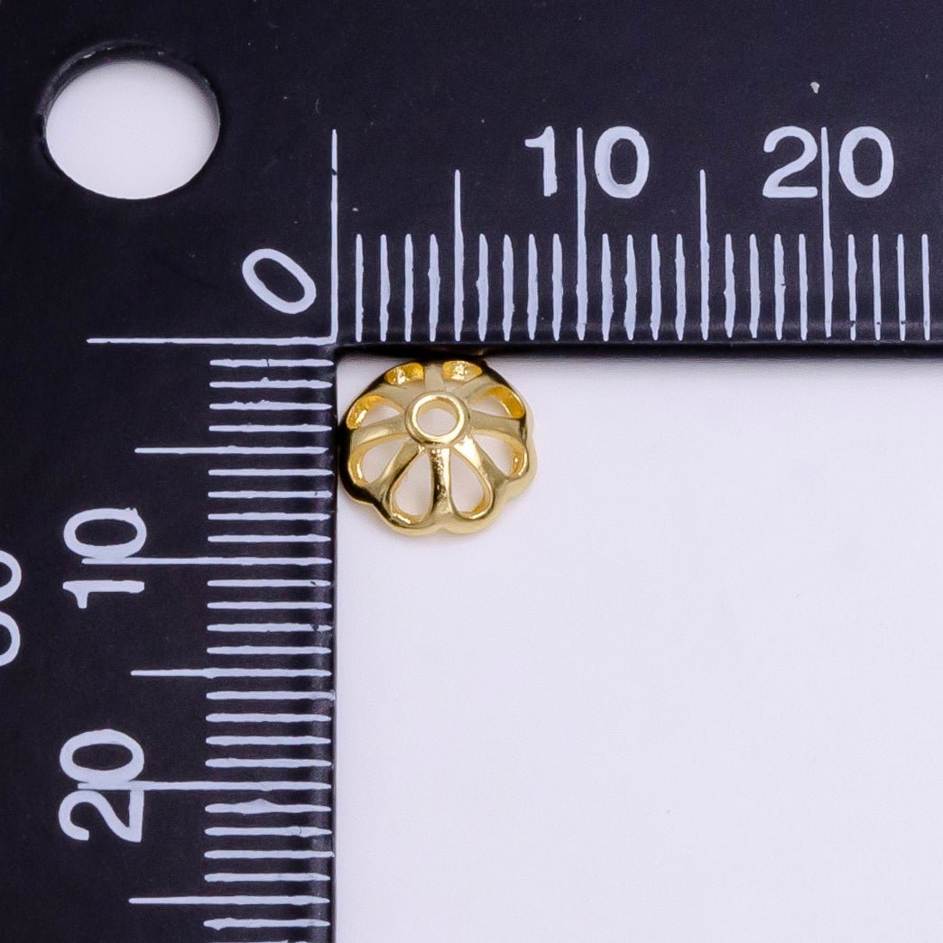 8mm Gold Filled Flower Bead Cap, Dainty Floral Bead Toppers, Bead Making Supply Z-920 - DLUXCA