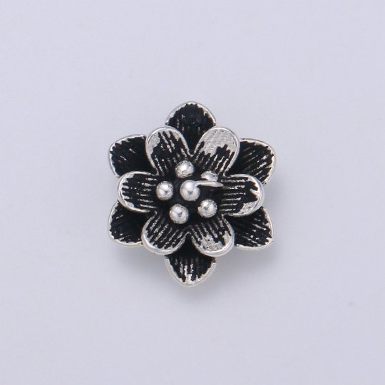 925 Sterling Silver Anemone Charm, Floral Charm Silver Flower Charm for Necklace Bracelet Earring, Flower Charm SL-109 - DLUXCA