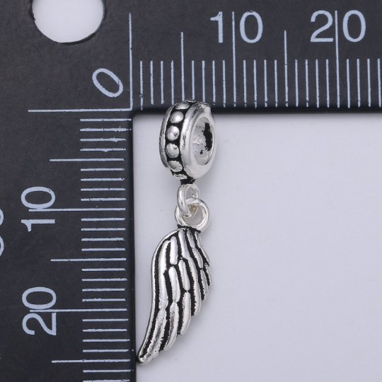 925 Sterling Silver Angel Wing Charm, Celestial Charm Silver Bird Bead for Necklace Bracelet Earring, Dangle Bead Charm,SL-117 - DLUXCA