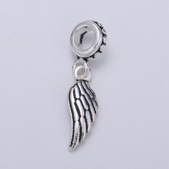 925 Sterling Silver Angel Wing Charm, Celestial Charm Silver Bird Bead for Necklace Bracelet Earring, Dangle Bead Charm,SL-117 - DLUXCA