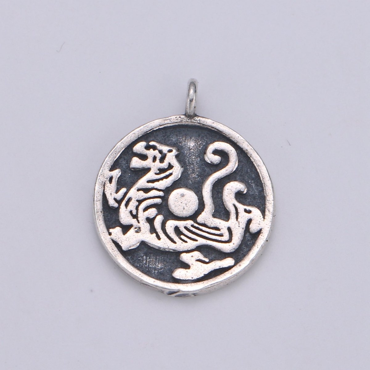 925 Sterling Silver Animal Charm, Round Disc Charm Chinese Animal Charm for Men Necklace Bracelet Earring, Cultural Charm SL-061 SL-062 SL-063 SL-064 - DLUXCA