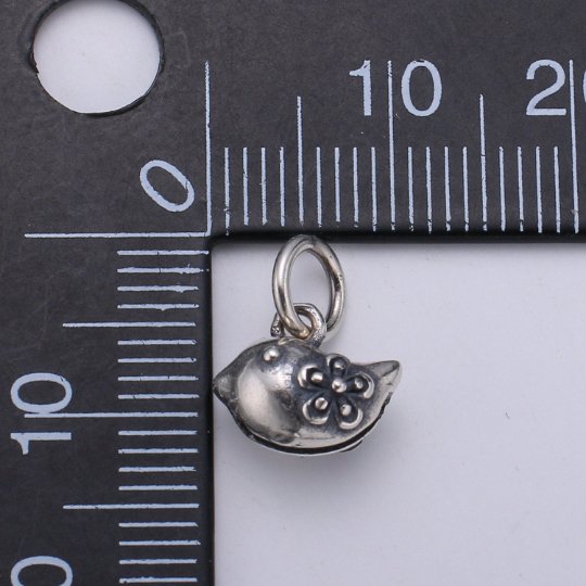 925 Sterling Silver Baby Bird Charm, ANimal Charm Silver Flower Charm for Necklace Bracelet Earring, Spring Charm, SL-HJ-185 - DLUXCA