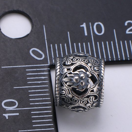 925 Sterling Silver Bali Style Flower Bead, Floral Bead Silver Flower Bead for Bracelet Spacer Component, Blooming Flower Bead SL-214 - DLUXCA