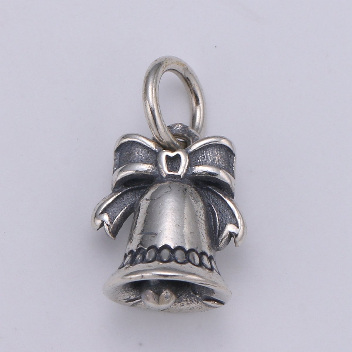 925 Sterling Silver Bell Charm, Bow Charm Silver Christmas Bell Charm for Necklace Bracelet Earring, New Year Bells Charm SL-084 - DLUXCA