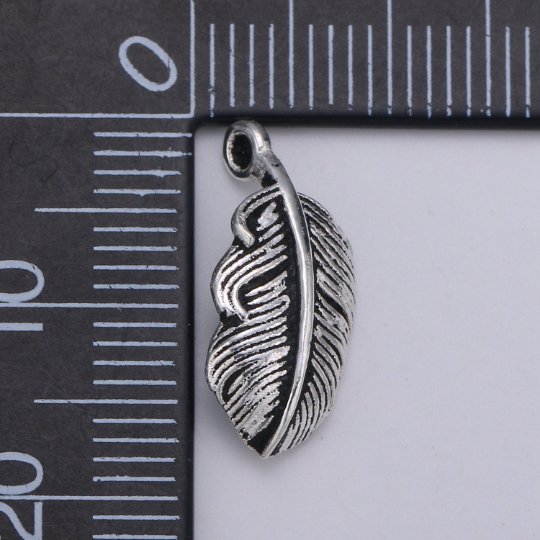 925 Sterling Silver Bird Feather Charm, Animal Charm Silver Bird Charm for Necklace Bracelet Earring, Single Feather Charm SL-080 - DLUXCA