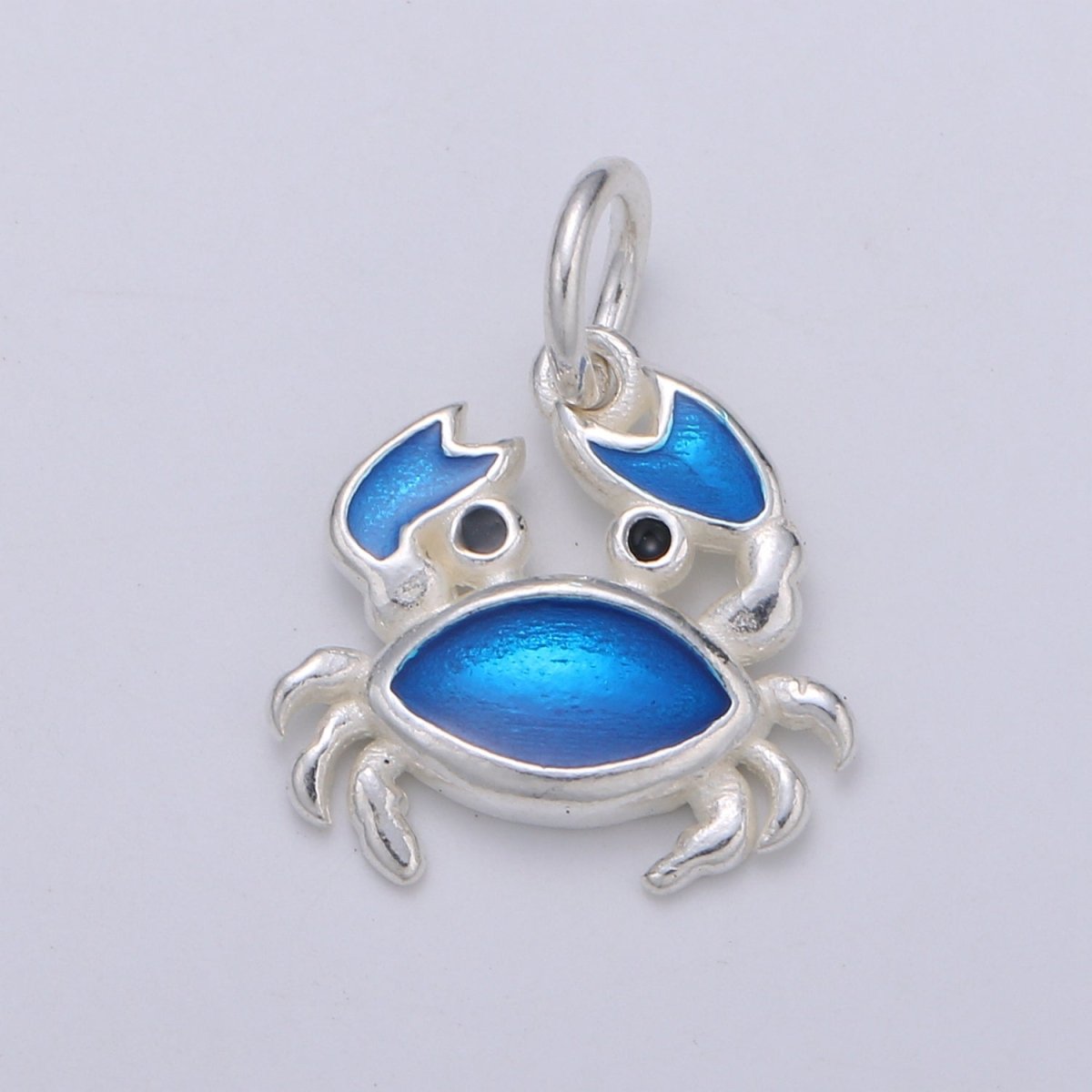 925 Sterling Silver Blue Crab Charm, Beach Charm Silver Animal Charm for Necklace Bracelet Earring, Ocean Charm SL-047 - DLUXCA