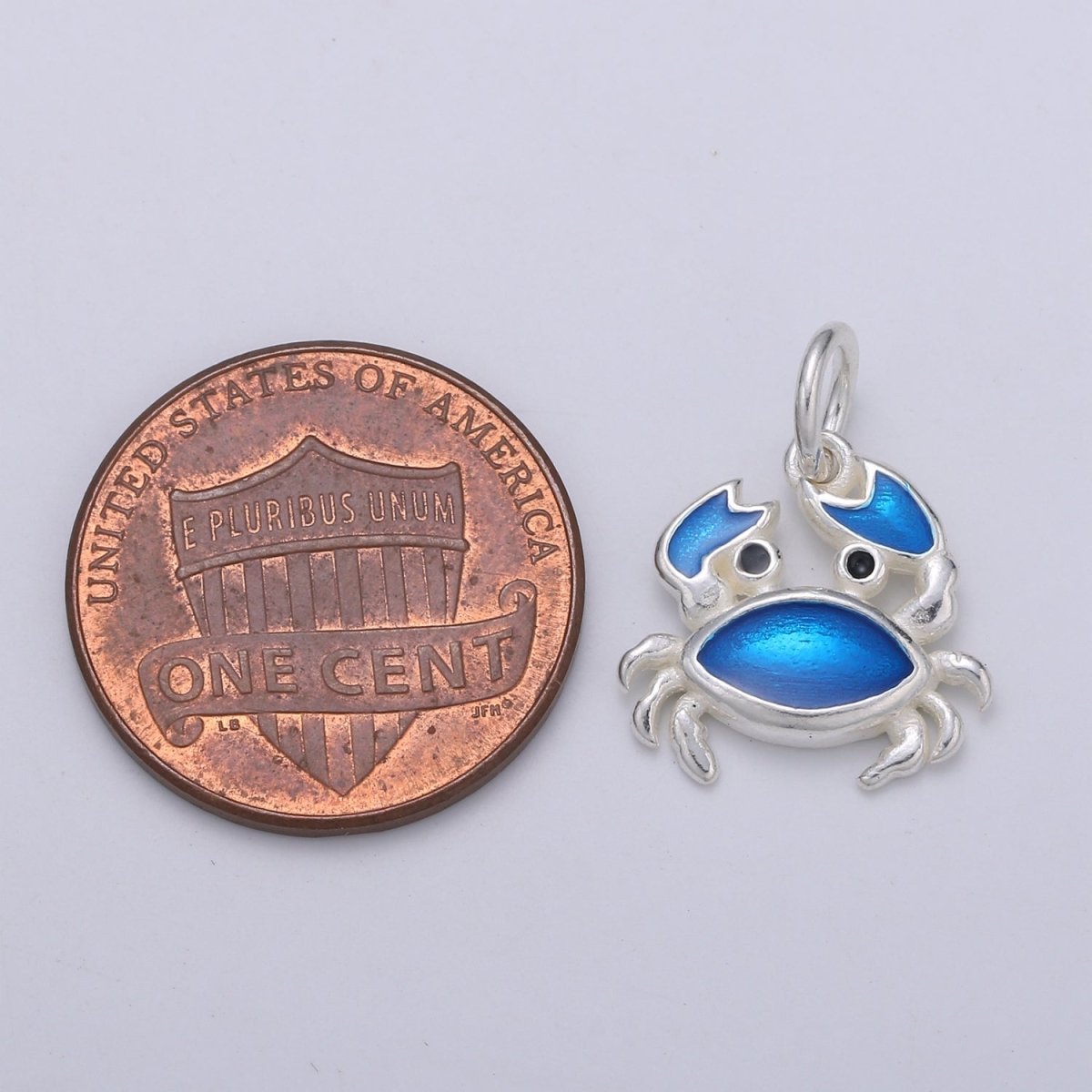 925 Sterling Silver Blue Crab Charm, Beach Charm Silver Animal Charm for Necklace Bracelet Earring, Ocean Charm SL-047 - DLUXCA