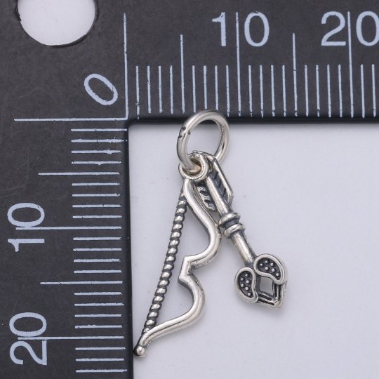 925 Sterling Silver Bow and Arrow Charm, Love Charm Silver Cupid Charm for Necklace Bracelet Earring, Cupid Bow Charm, SL-159 - DLUXCA