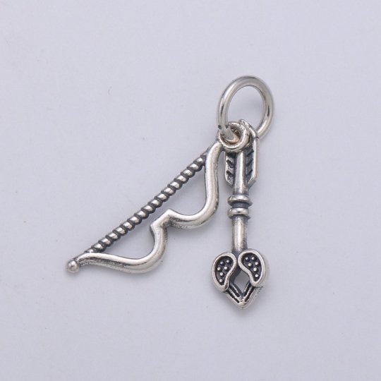 925 Sterling Silver Bow and Arrow Charm, Love Charm Silver Cupid Charm for Necklace Bracelet Earring, Cupid Bow Charm, SL-159 - DLUXCA
