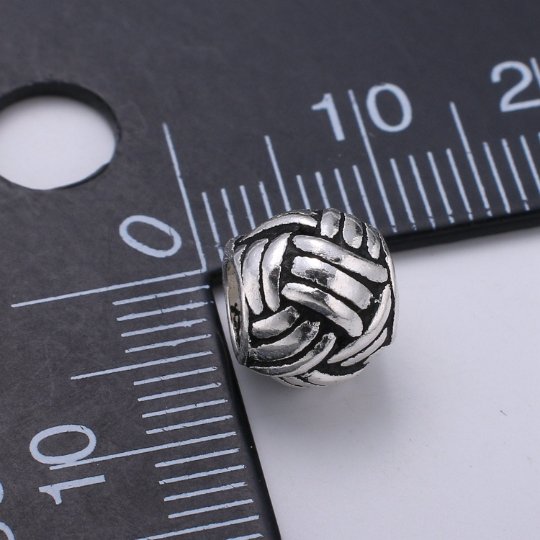925 Sterling Silver Braided Bead, Patterned Beads Silver Bali Beads for Bracelet Component Antique Silver Weaving Beads Spacer SL-213 - DLUXCA