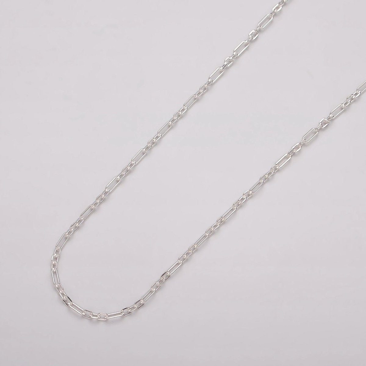 925 Sterling Silver Chain by the Yard- 1.5mm Figaro Chain - Thin Delicate Silver Chain Wholesale Chain ROLL-1482 - DLUXCA