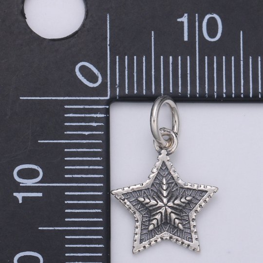 925 Sterling Silver Christmas Star Charm, Christmas Charm Silver Star Charm for Necklace Bracelet Earring, Winter Star Charm SL-142 - DLUXCA
