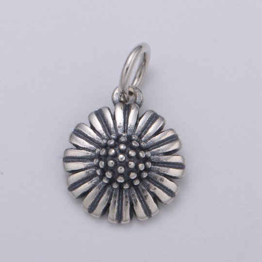 925 Sterling Silver Chrysanthemum Flower Charm, Floral Charm Silver Flower Charm for Necklace Bracelet Earring, Chrysanthemum Charm SL-192 - DLUXCA