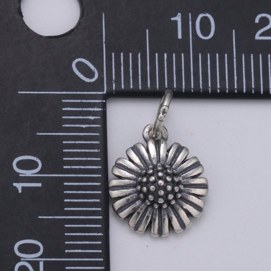 925 Sterling Silver Chrysanthemum Flower Charm, Floral Charm Silver Flower Charm for Necklace Bracelet Earring, Chrysanthemum Charm SL-192 - DLUXCA