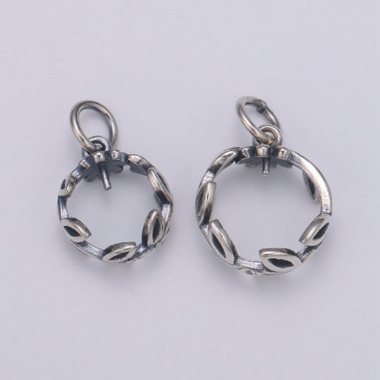 925 Sterling Silver Circle Vines Charm, Nature Charm Leaves Charm for Necklace Bracelet Earring, Vine Crown Charm, SL-HJ-71/72 - DLUXCA