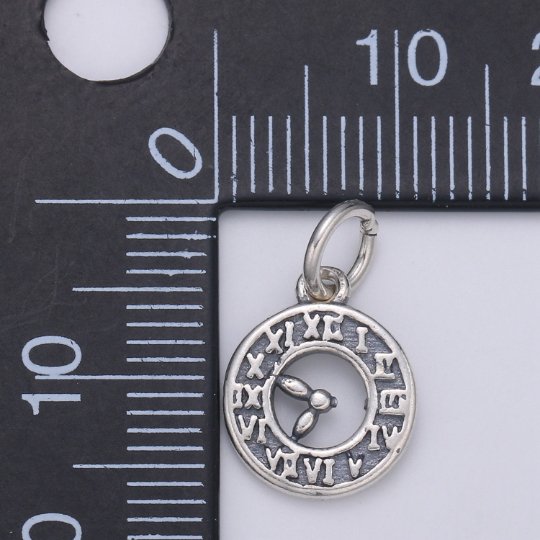 925 Sterling Silver Clock Charm, Time Charm Silver Watch Charm for Necklace Bracelet Earring, Pocketwatch Charm SL-139 - DLUXCA