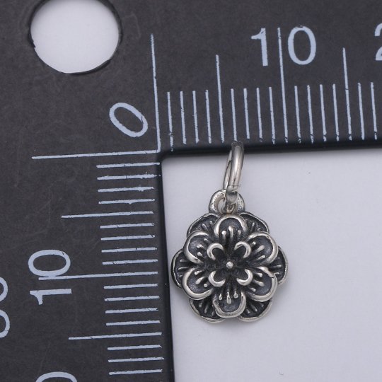 925 Sterling Silver Cosmos Charm, Floral Charm Antique Silver Flower Charm for Necklace Bracelet Earring Blossom Charm, SL-176 - DLUXCA