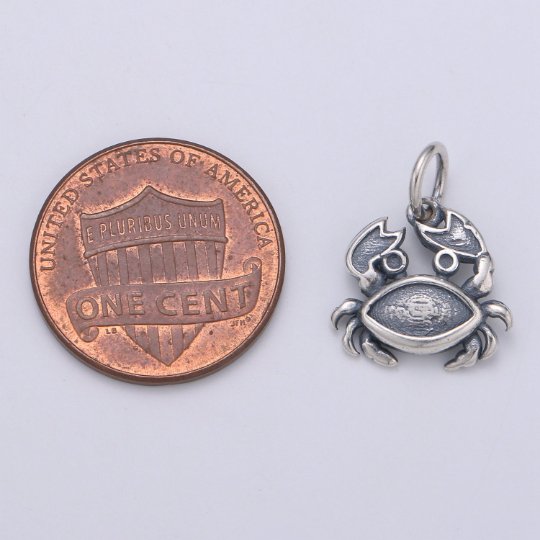 925 Sterling Silver Crab Charm, Animal Charm Silver Baby Crab Charm for Necklace Bracelet Earring, Crustacean Charm SL-120 - DLUXCA