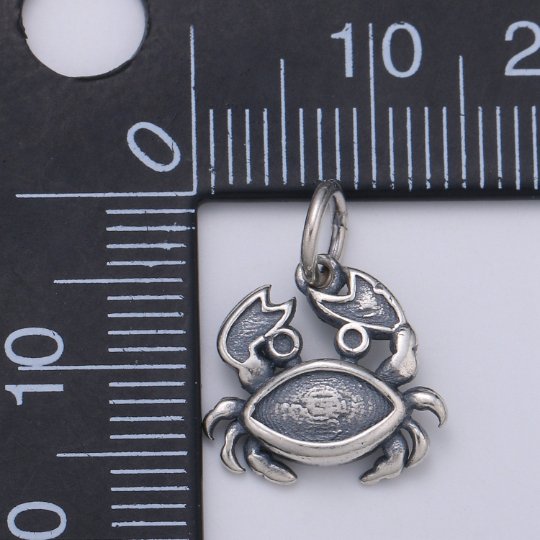 925 Sterling Silver Crab Charm, Animal Charm Silver Baby Crab Charm for Necklace Bracelet Earring, Crustacean Charm SL-120 - DLUXCA