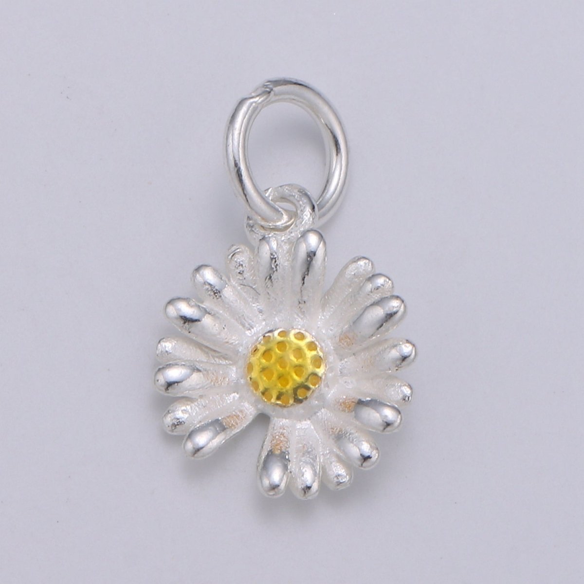 925 Sterling Silver Daisy Charm, Floral Charm Silver Flower Charm for Necklace Bracelet Earring, Yellow Daisy Charm SL-045 - DLUXCA