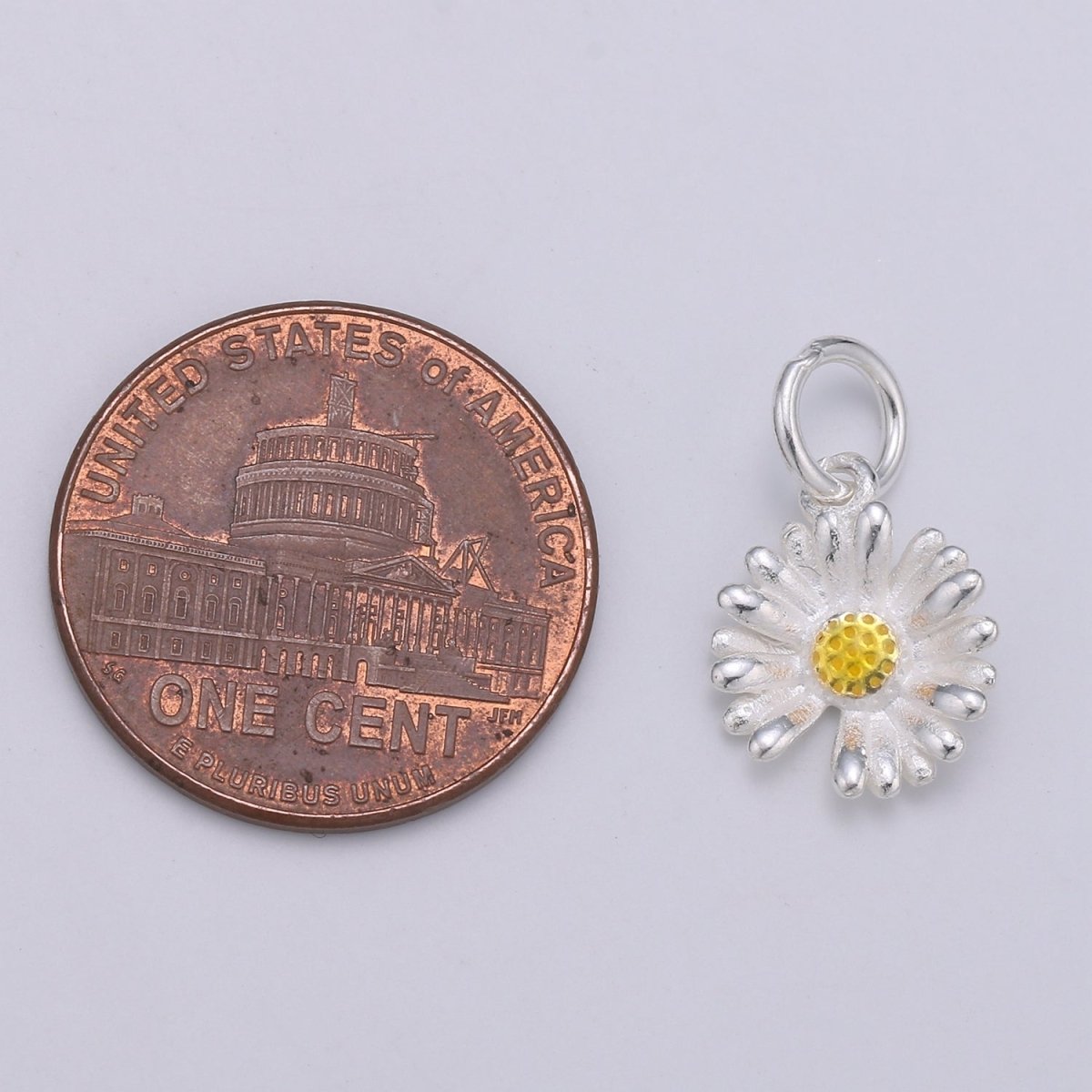 925 Sterling Silver Daisy Charm, Floral Charm Silver Flower Charm for Necklace Bracelet Earring, Yellow Daisy Charm SL-045 - DLUXCA