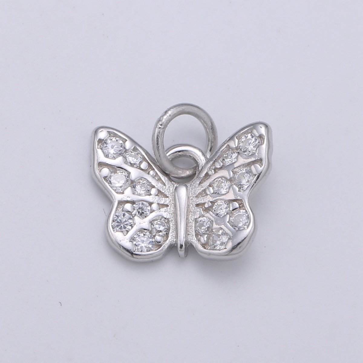 925 Sterling Silver Diamond Elegant Butterfly Charm, Nature Charm Silver Animal Charm for Necklace Bracelet Earring, Butterfly Charm SL-166 - DLUXCA