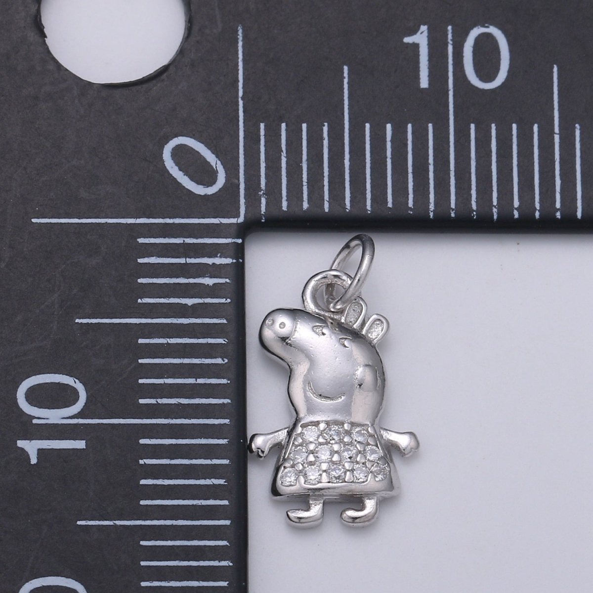 925 Sterling Silver Diamond Piggy Charm, Nature Charm Silver Animal Charm for Necklace Bracelet Earring, Kids Charm for girl daughter SL-178 - DLUXCA