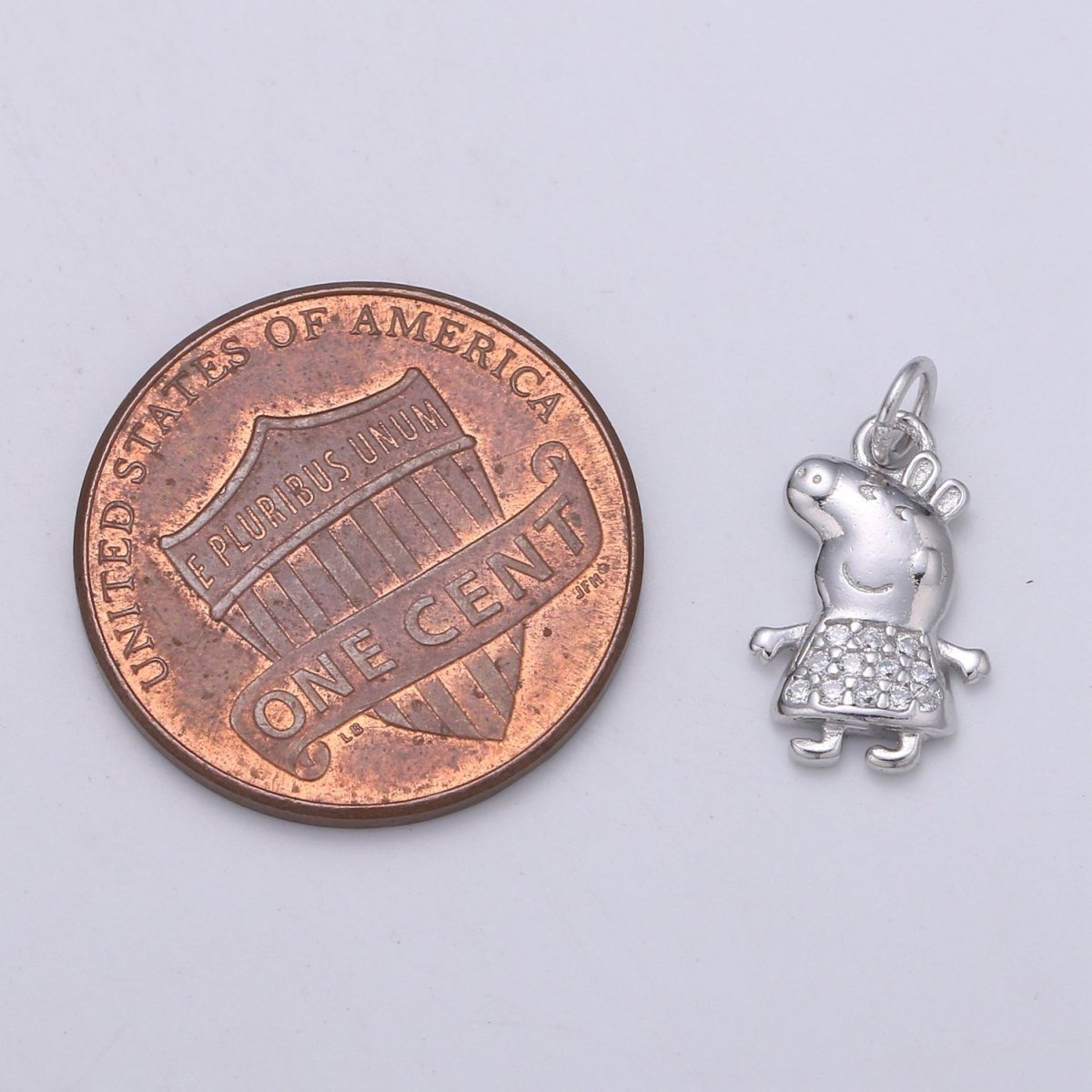 925 Sterling Silver Diamond Piggy Charm, Nature Charm Silver Animal Charm for Necklace Bracelet Earring, Kids Charm for girl daughter SL-178 - DLUXCA
