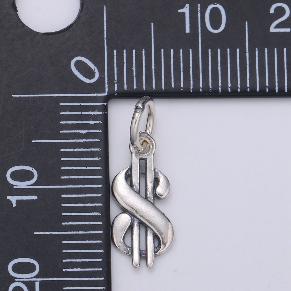 925 Sterling Silver Dollar Sign Charm, Money Charm Silver Dollar Charm for Necklace Bracelet Earring, KaChing Charm SL-150 - DLUXCA