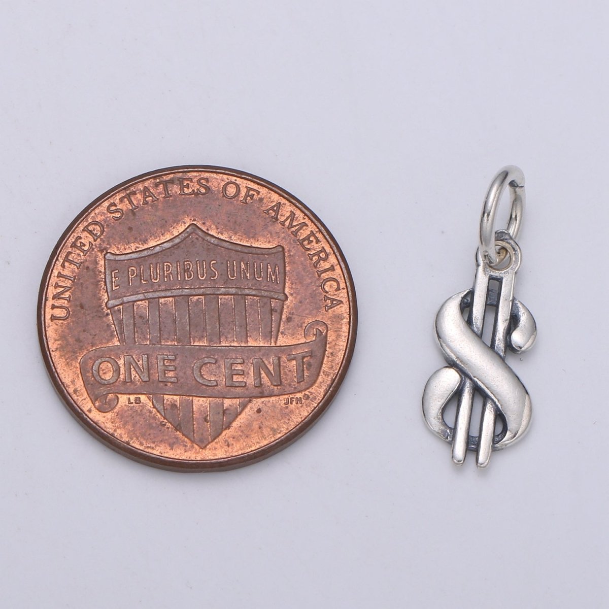 925 Sterling Silver Dollar Sign Charm, Money Charm Silver Dollar Charm for Necklace Bracelet Earring, KaChing Charm SL-150 - DLUXCA