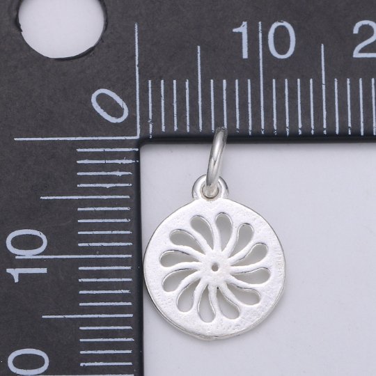 925 Sterling Silver Flower Charm, Spinning Flower Charm Silver Floral Charm for Necklace Bracelet Earring, Flower Charm SL-130 - DLUXCA