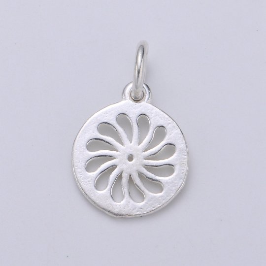 925 Sterling Silver Flower Charm, Spinning Flower Charm Silver Floral Charm for Necklace Bracelet Earring, Flower Charm SL-130 - DLUXCA
