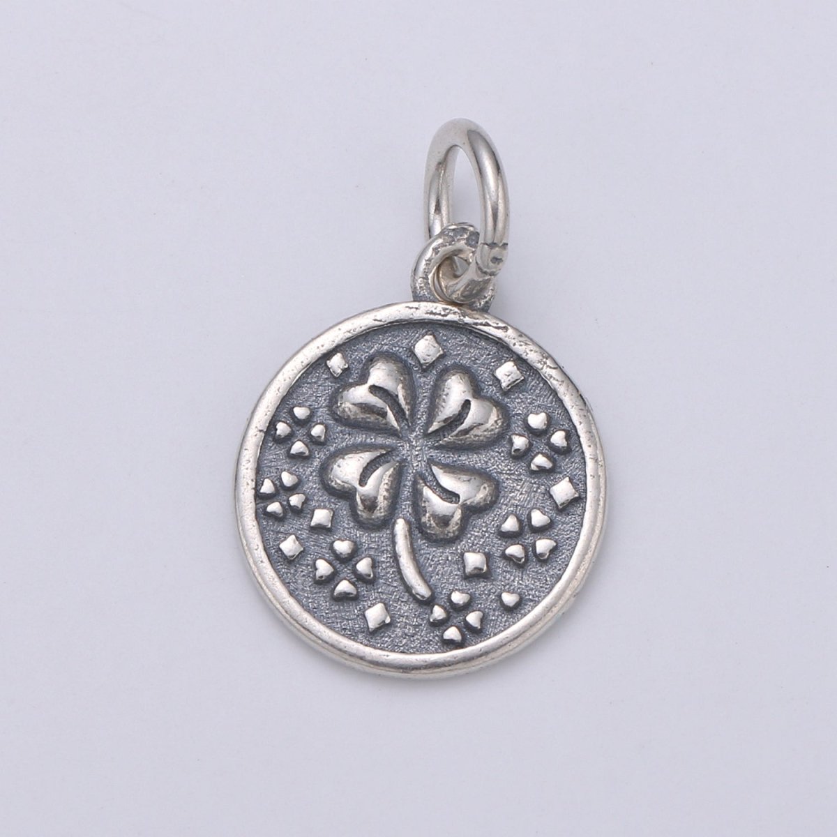 925 Sterling Silver Four Leaf Clover Charm, Message Charm Silver Happy Charm for Necklace Bracelet Earring, Good Luck Charm SL-119 - DLUXCA