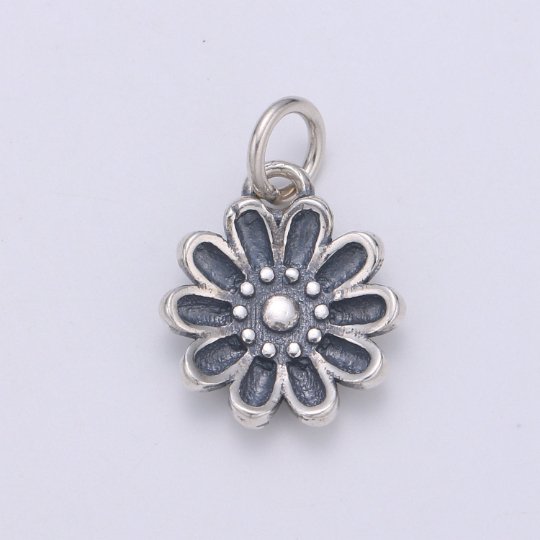925 Sterling Silver Gerbera Charm, Floral Charm Silver Flower Charm for Necklace Bracelet Earring, Gerbera Charm SL-114 - DLUXCA
