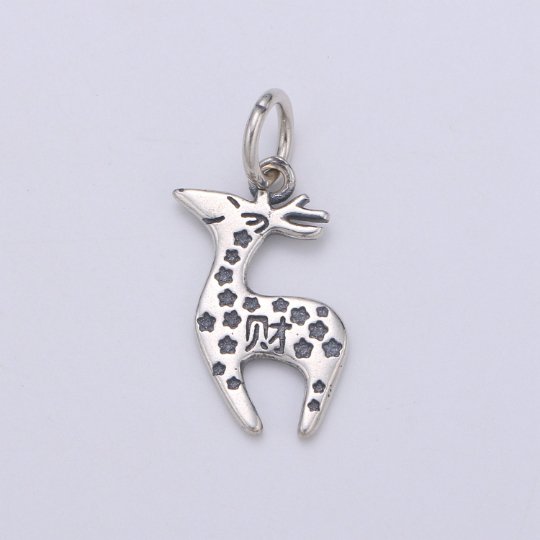925 Sterling Silver Giraffe Charm, Animal Charm Silver Baby Giraffe Charm for Necklace Bracelet Earring, Zoo Animal Charm SL-113 - DLUXCA