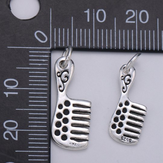 925 Sterling Silver Hair Comb Charm, Comb Charm Brush Charm for Necklace Bracelet Earring, Simple Comb Charm, SL-075 SL-076 - DLUXCA