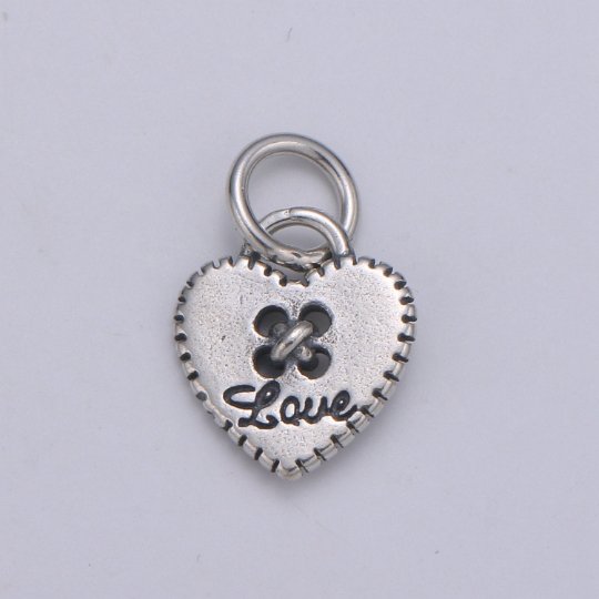 925 Sterling Silver Heart Button Charm, Love Charm Love Button Charm for Necklace Bracelet Earring Component supply, SL-HJ-79 - DLUXCA