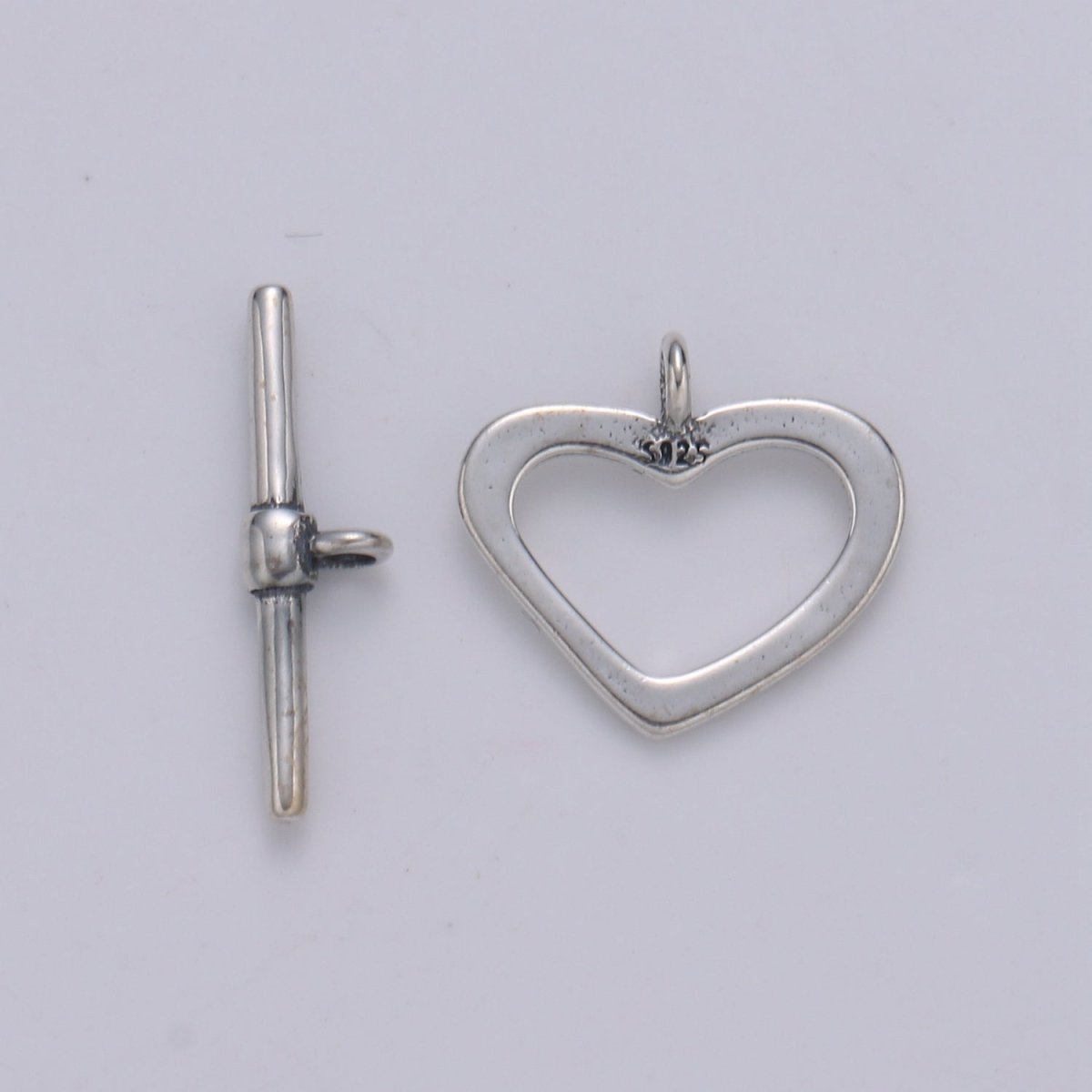 925 Sterling Silver Heart Clasp, Heart Toggle Clasp for necklace, bracelet, DIY Jewelry Making SL-252 - DLUXCA