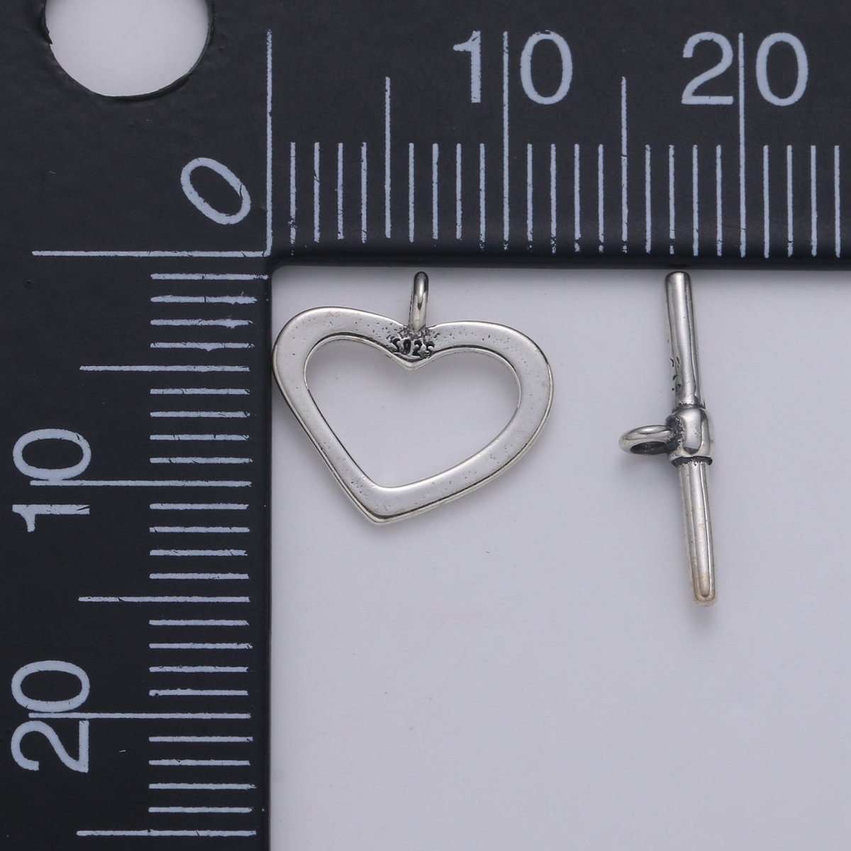 925 Sterling Silver Heart Clasp, Heart Toggle Clasp for necklace, bracelet, DIY Jewelry Making SL-252 - DLUXCA