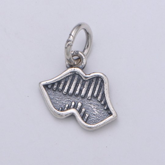 925 Sterling Silver Hot Lips Flower Charm, Lip Charm Silver Mouth Charm for Necklace Bracelet Earring, Makeup Charm, SL-HJ-160 - DLUXCA