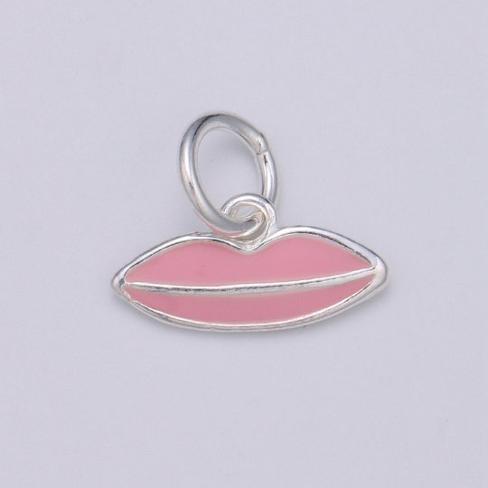 925 sterling silver lips charm, Dainty Red Pink lips, XOXO Enamel charm, Dainty kissing Mouth Charm for Bracelet Necklace, SL-HJ-25/26 - DLUXCA